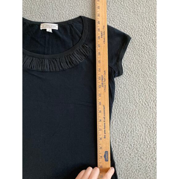 St. John Sport Top Small Short Sleeve Round Neck Raglan T Shirt Black Classic - Picture 10 of 12